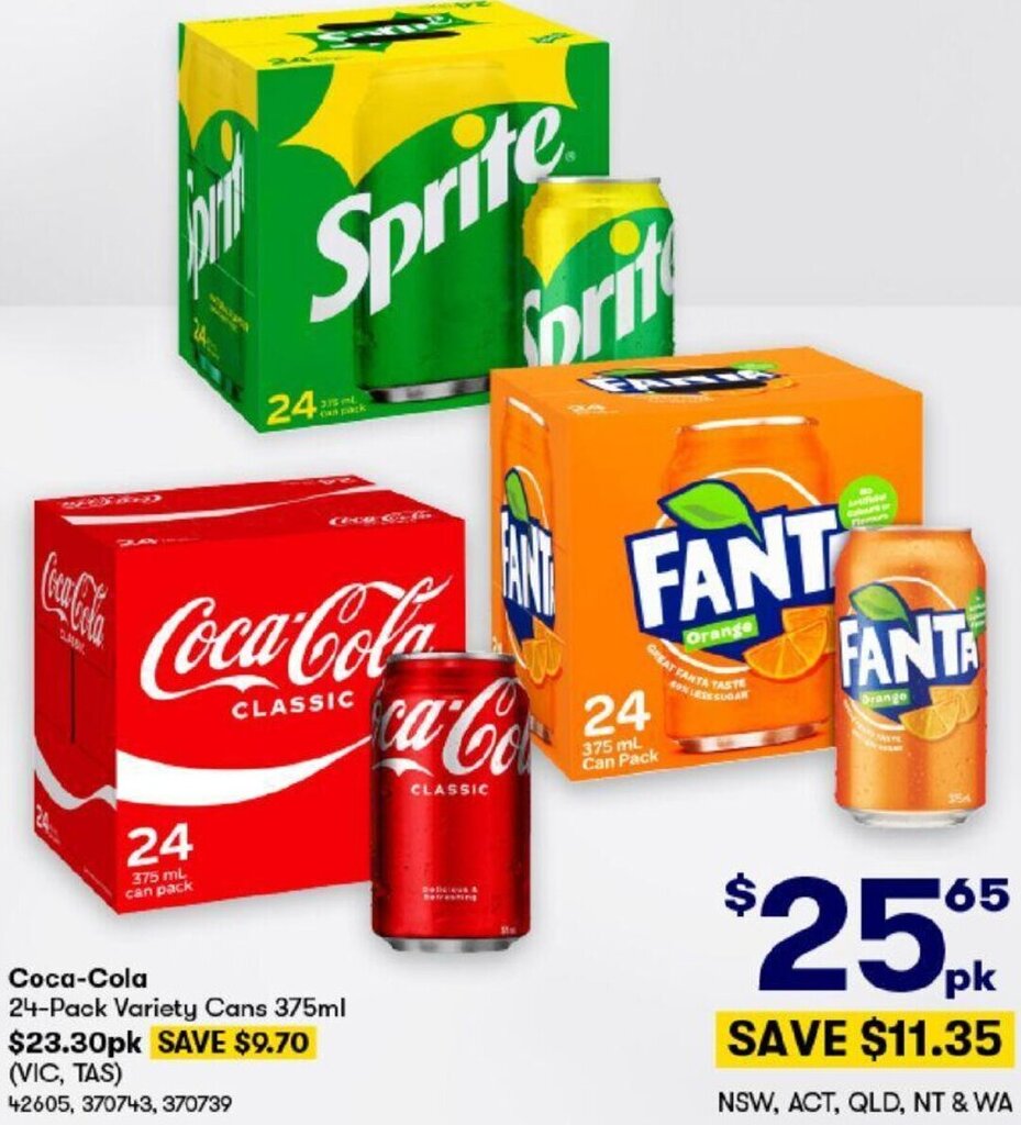 BIG W Coca-Cola 24-Pack Variety Cans 375ml offer
