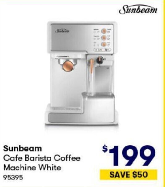 Sunbeam Cafe Barista Coffee Machine White offer at BIG W