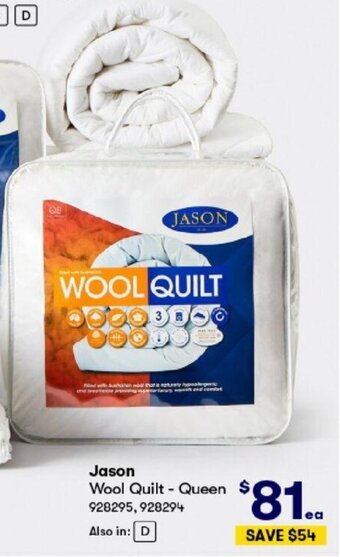 BIG W Jason Wool Quilt - Queen offer
