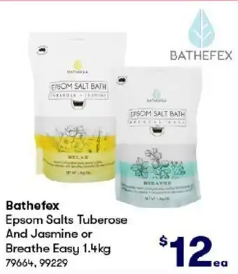 BIG W Bathefex Epsom Salts Tuberose And Jasmine or Breathe Easy 1.4kg offer