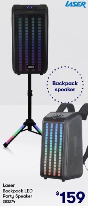 BIG W Laser Backpack LED Party Speaker offer