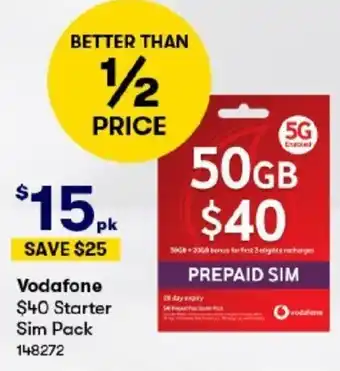 BIG W Vodafone Starter Sim Pack offer