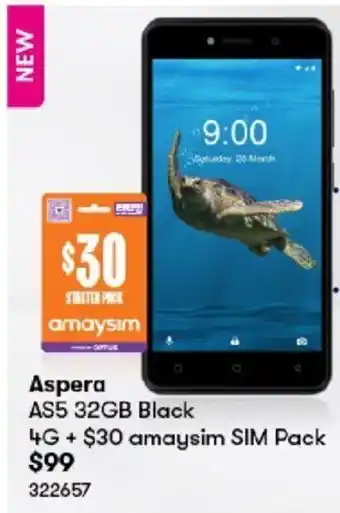 BIG W Aspera 4G + amaysim SIM Pack offer