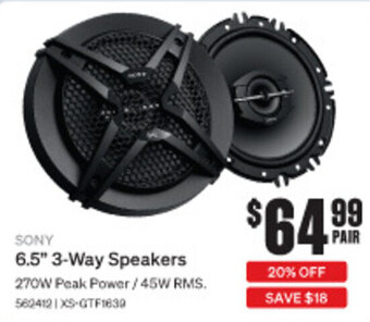 SuperCheap Auto SONY 6.5" 3-Way Speakers offer