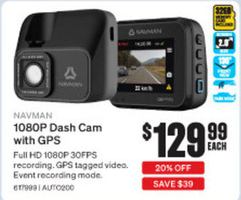SuperCheap Auto NAVMAN 1080P Dash Cam with GPS offer