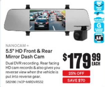 SuperCheap Auto NANOCAM 5.5" HD Front & Rear Mirror Dash Cam offer