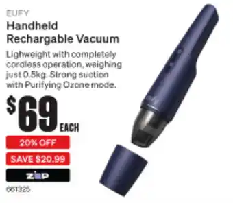 SuperCheap Auto EUFY Handheld Rechargable Vacuum offer