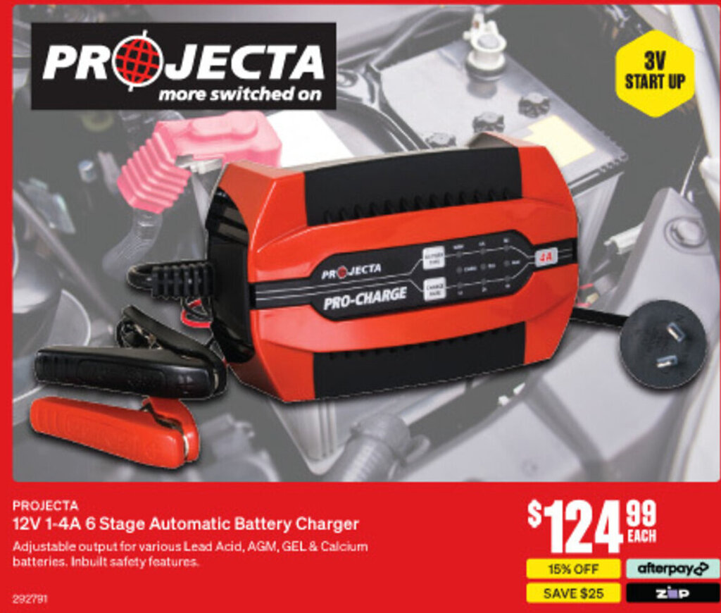 PROJECTA 12V 14A 6 Stage Automatic Battery Charger offer at SuperCheap