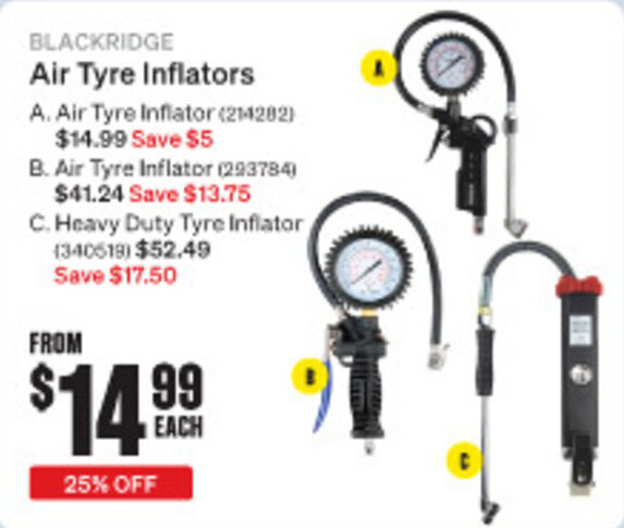 SuperCheap Auto BLACKRIDGE Air Tyre Inflators offer
