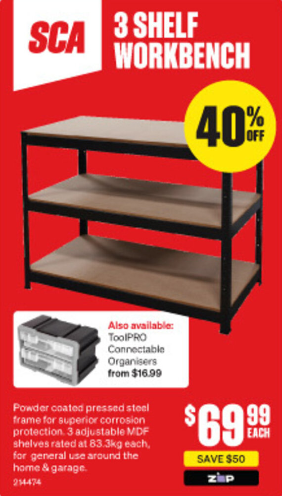 SuperCheap Auto SCA 3 SHELF WORKBENCH offer
