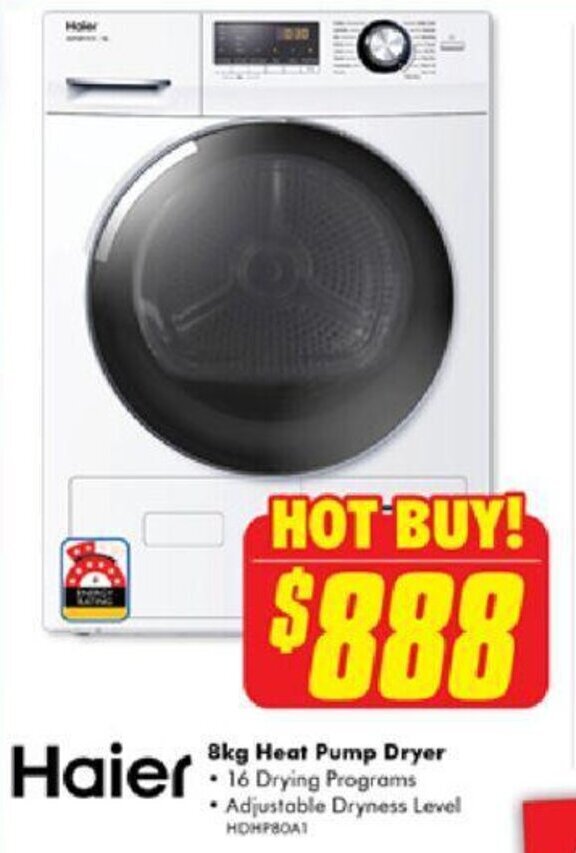 The Good Guys Haier 8kg Heat Pump Dryer offer