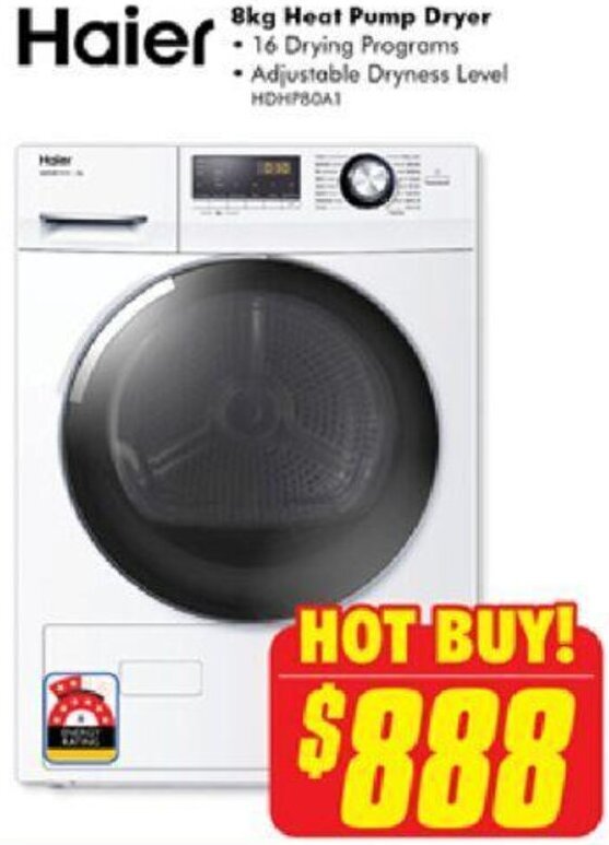The Good Guys Haier 8kg Heat Pump Dryer offer