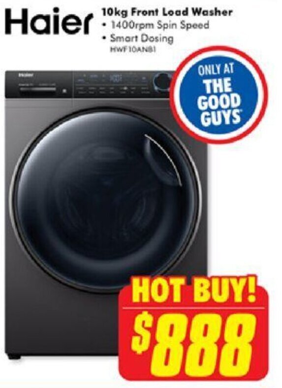 Haier 10kg Front Load Washer offer at The Good Guys
