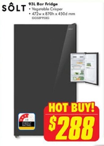 The Good Guys SOLT 93L Bar Fridge offer