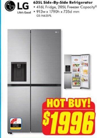 The Good Guys LG 635L Side-By-Side Refrigerator offer