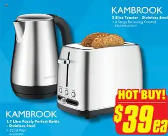 The Good Guys KAMBROOK 2 Slice Toaster - Stainless Steel offer