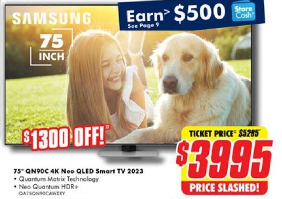 SAMSUNG 75" QN90C 4K Neo QLED Smart TV 2023 offer at The Good Guys