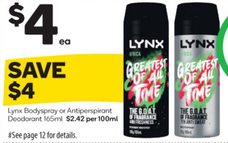 BIG W Lynx Bodyspray or Antiperspirant Deodorant 165ml offer