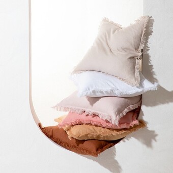 Sahara linen fringed square cushion by m.u.s.e.