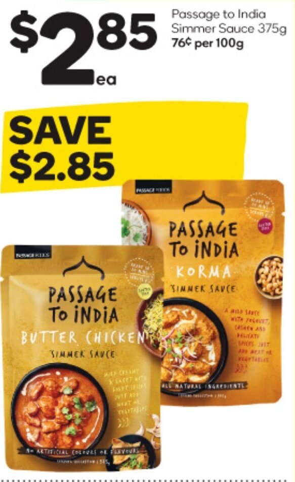 BIG W Passage to India Simmer Sauce 375g offer