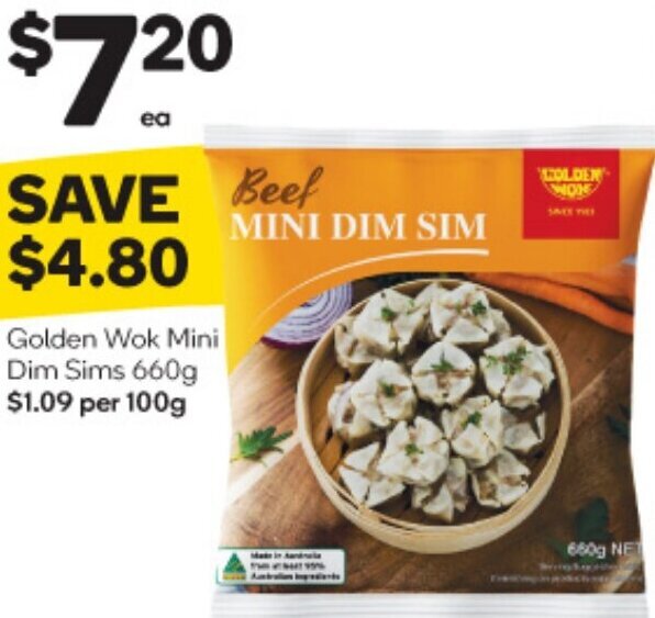 BIG W Golden Wok Mini Dim Sims 660g offer