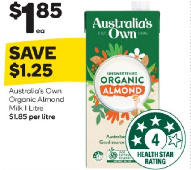 BIG W Australia's Own Organic Almond Milk 1 Litre offer