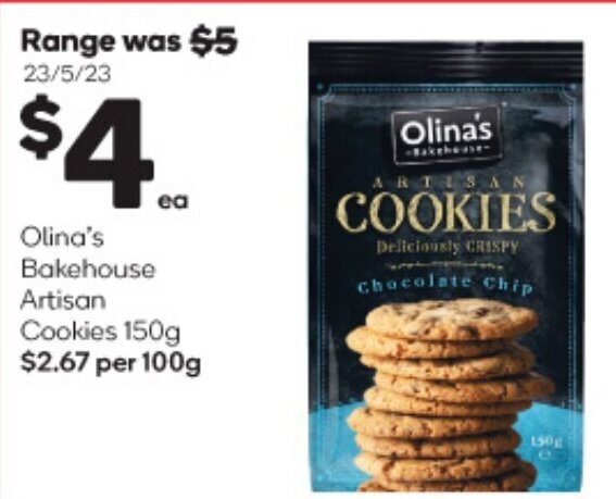 BIG W Olina's Bakehouse Artisan Cookies 150g offer