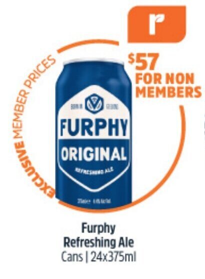 BIG W Furphy Refreshing Ale Cans | 24x375ml offer