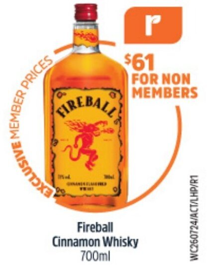 BIG W Fireball Cinnamon Whisky 700ml offer