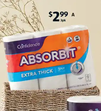 ALDI A Confidence Double Length Paper Towel 3ply Extra Thick 3pk offer