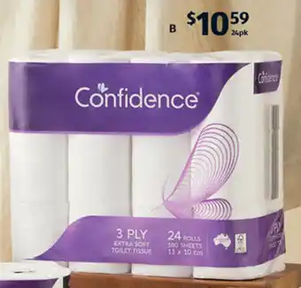 ALDI B Confidence Toilet Tissue 3ply Extra Soft 24pk offer