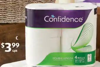 ALDI C Confidence Double Length Toilet Tissue 3ply Extra Soft 4pk offer