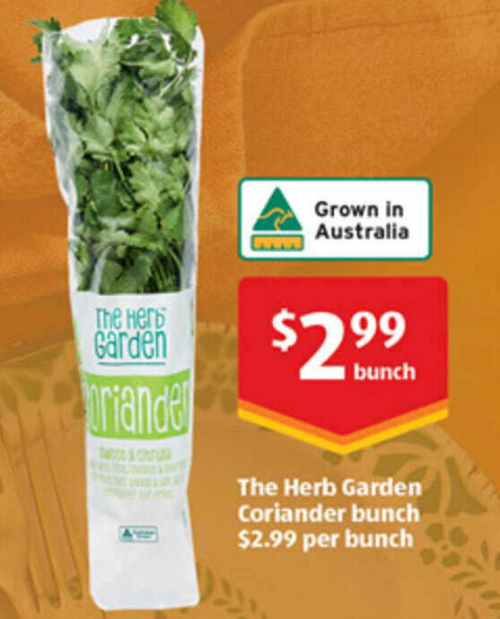 The Herb Garden Coriander bunch offer at ALDI