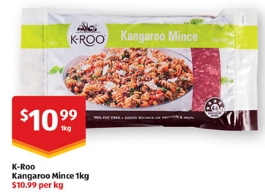 KRoo Kangaroo Mince 1kg offer at ALDI