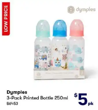 BIG W Dymples 3-Pack Printed Bottle 3-Pack Printed Bottle 250ml 86453 offer