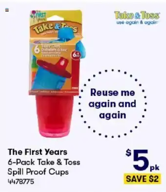 BIG W The First Years 6-Pack Take & Toss Spill Proof Cups offer