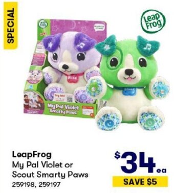 BIG W LeapFrog My Pal Violet or Scout Smarty Paws offer