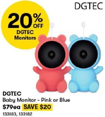 BIG W DGTEC Baby Monitor - Pink or Blue offer