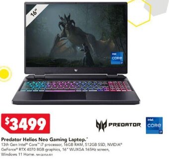 Harvey Norman Predator Helios Neo Gaming Laptop offer