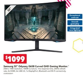 Harvey Norman Samsung 32" Odyssey G65B Curved QHD Gaming Monitor offer
