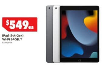 Harvey Norman iPad (9th Gen) Wi-Fi 64GB.** offer
