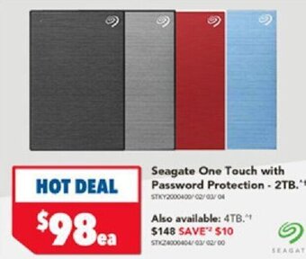 Harvey Norman Seagate One Touch with Password Protection - 2TB. offer