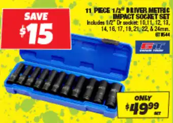 Autobarn 11 PIECE 1/2" DRIVER METRIC IMPACT SOCJET SET offer