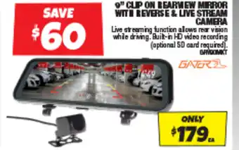 Autobarn 9" CLIP ON BEARMEN MIRROR WITH REVERSE & LIVE STREAM CAMERA offer