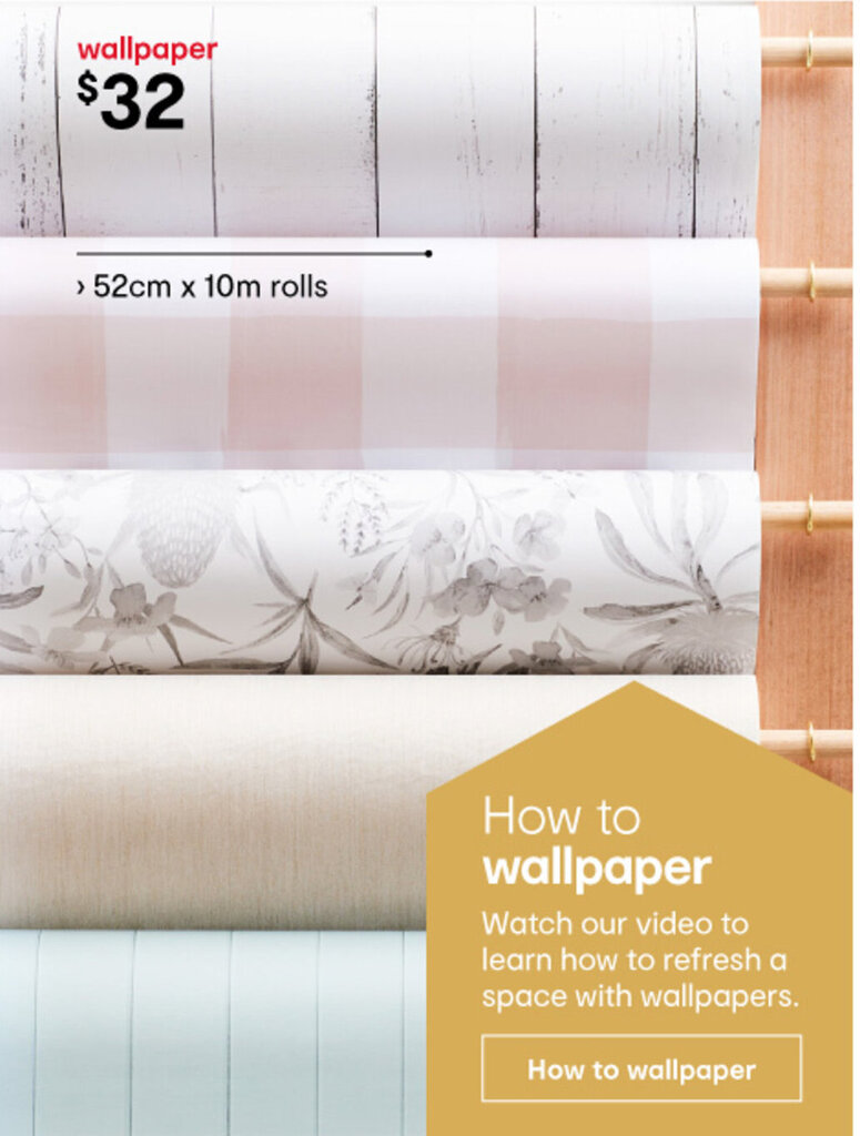 wallpaper > 52cm x 10m rolls offer at Kmart