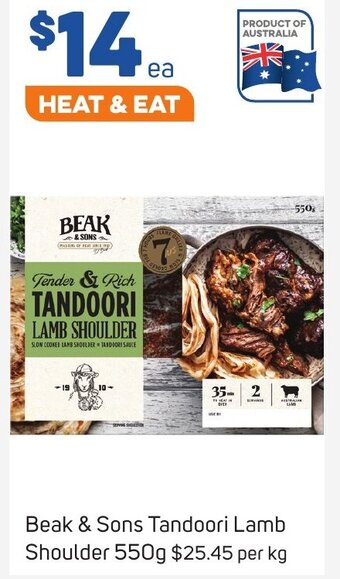 Foodland Beak & Sons Tandoori Lamb Shoulder 550g offer