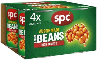 IGA Spc baked beans or spaghetti 4x220g selected varieties offer