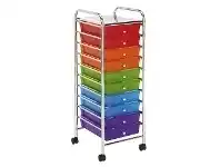 Officeworks J.Burrows 10 Drawer Chrome Trolley Multi Colour Brights offer