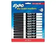 Officeworks Expo Low-odour Fine Whiteboard Markers 10 Pack Black offer