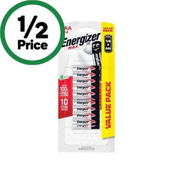 Woolworths Energizer max aa or aaa batteries pk 16/14 offer